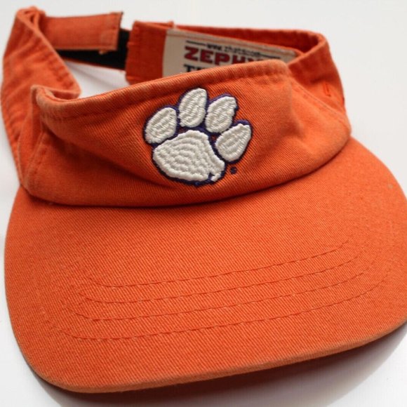 Clemson Tigers Visor Orange Paw Print Zephyr Adjustable Strap KIDS YOUTH SIZED - Picture 1 of 3